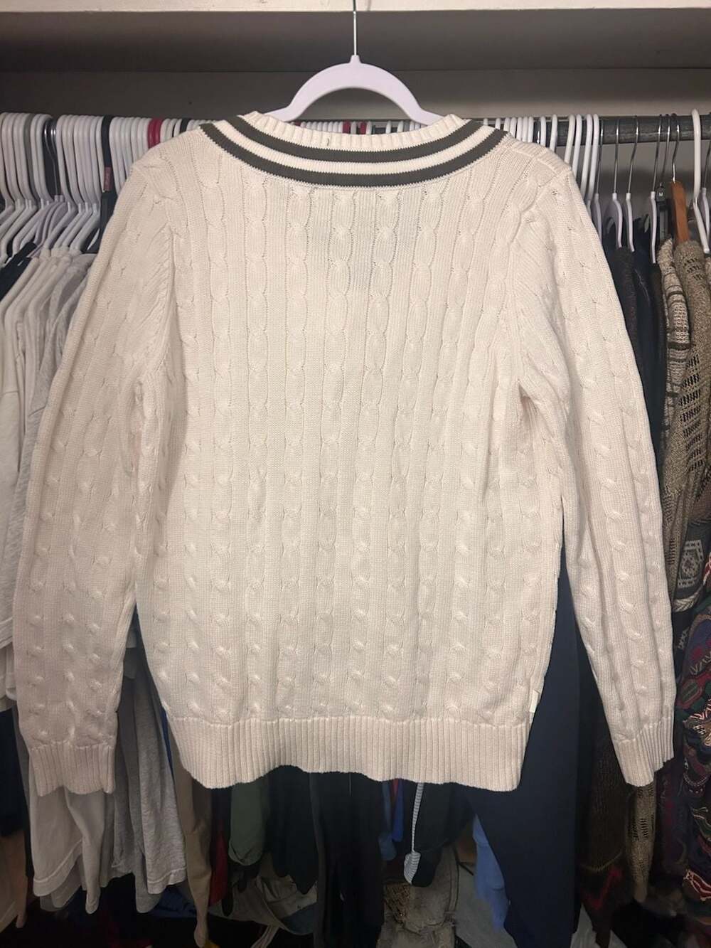 Lauren Ralph Lauren Active Cable Knit V-Neck Cricket Sweater Size XL - Picture 3 of 3